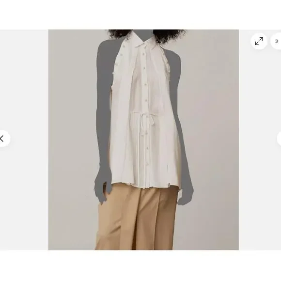 $789 Palmer//Harding Womens Ivory tenderness Detachable Button-Up Shirt top - Picture 5 of 12